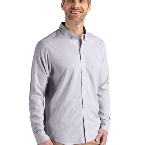 Cutter & Buck Skyline Epic Confidence Recycled Pinstripe Mens Big & Tall Long Sleeve Dress Shirt Thumbnail