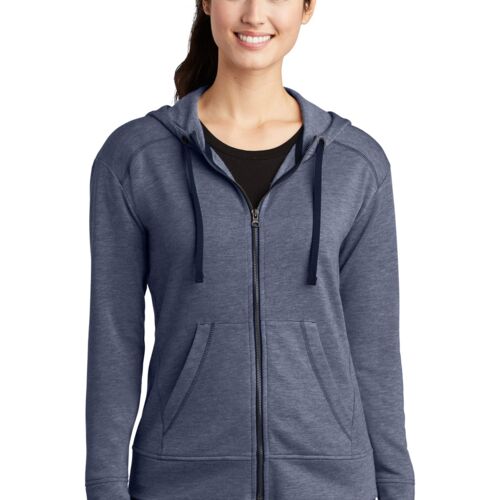 Ladies PosiCharge ® Tri Blend Wicking Fleece Full Zip Hooded Jacket (sport option) Thumbnail