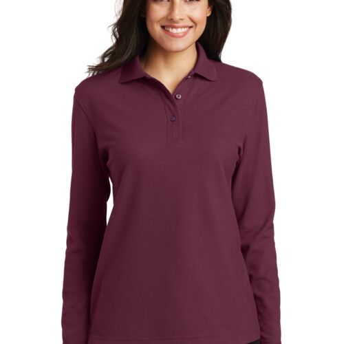 Port Authority® Women's Silk Touch™ Long Sleeve Polo (NO SIZE UPCHARGE) Thumbnail